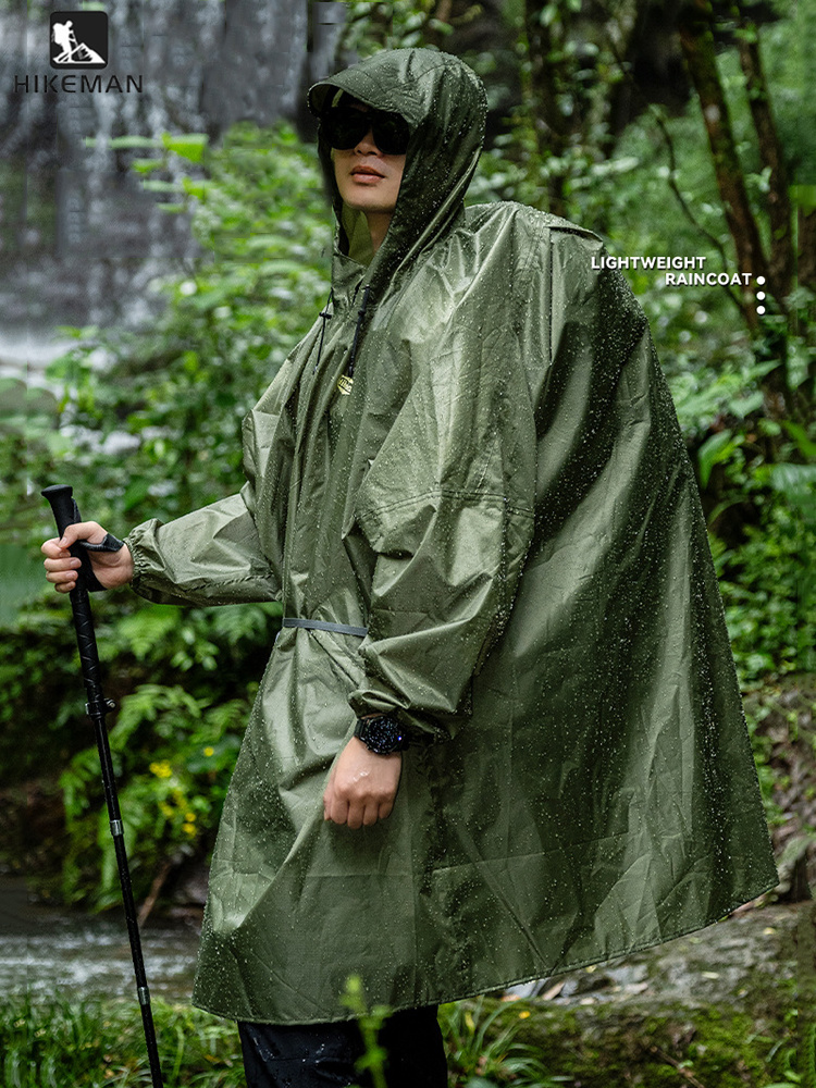 Camping Rain Poncho - Jas Hujan Ultralight dengan Ritsleting 210T
