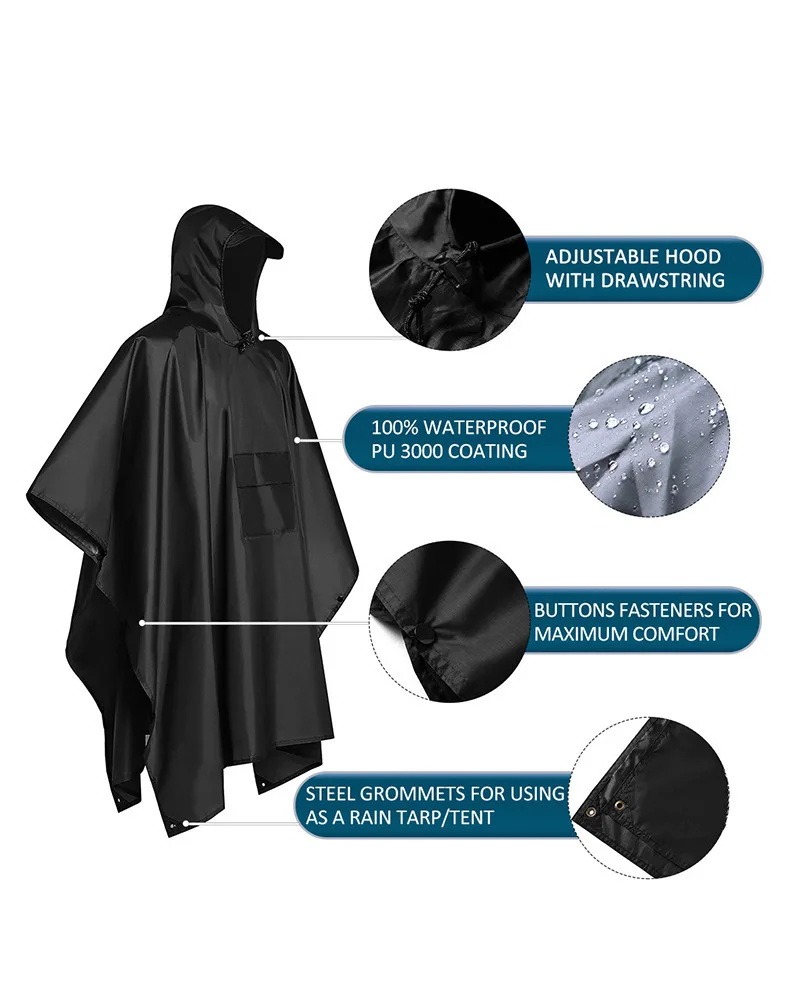 Camping Rain Poncho - 2026 Untuk Berkemah Mendaki Gunung, Jas