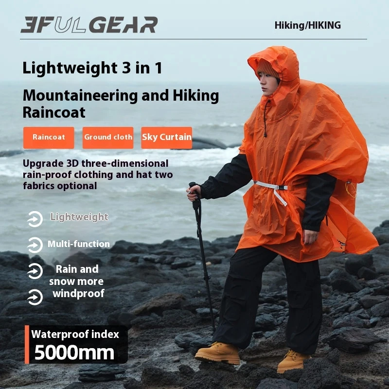 3F UL GEAR Jas Hujan Hiking Ul - Camping Rain Poncho ulasan dan harga