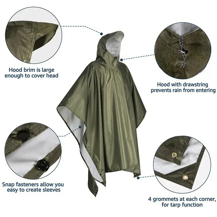 2026 Ponco Hujan Berkerudung T - Camping Rain Poncho ulasan dan harga