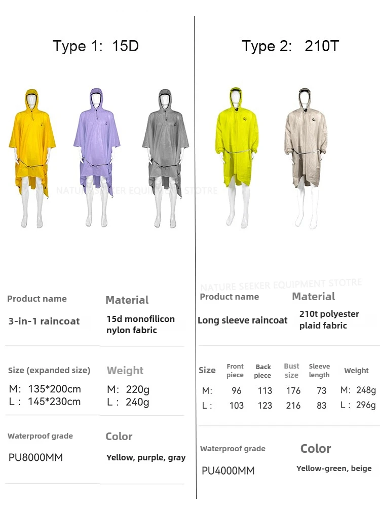 Jas Hujan 15D/210T Penutup Pon - Camping Rain Poncho ulasan dan harga